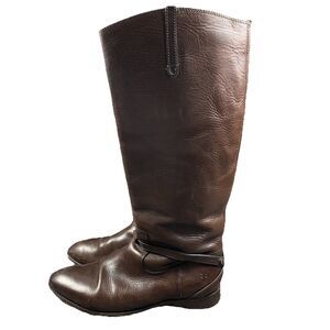 FRYE Lindsay Plate Tall Boots Women's Leather Knee High Dark Brown Size 11 B